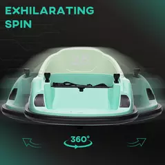 AIYAPLAY 360° Rotation Kids Bumper Car, 12V Waltz Car with Remote Control, Dual Joystick, Music, Lights, Green - 4