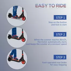 HOMCOM Folding Electric Scooter with Brake, for Ages 6+ Years, 8km/h Maximum Speed, Red - 5