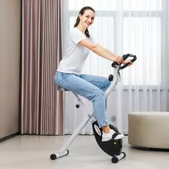 SPORTNOW Folding and Quiet Exercise Bike with 8-Level Magnetic Resistance and Heart Rate Sensor, for Home Gym, Black and White - 2