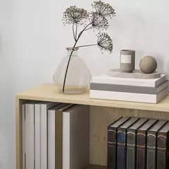 HOMCOM 2 Tier Bookshelf, Low Bookcase with Adjustable Shelf, 2 Compartments for Home Office, Living Room, Study, Natural - 8