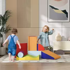 HOMCOM 7 Piece Soft Soft Play Set for Toddlers 1-3 Years, Blue - 2