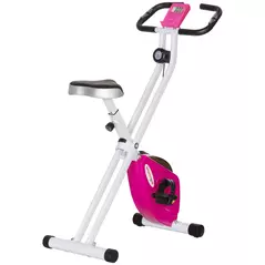 SPORTNOW Folding and Quiet Exercise Bike with 8-Level Magnetic Resistance and Heart Rate Sensor, for Home Gym, Pink and White - 1