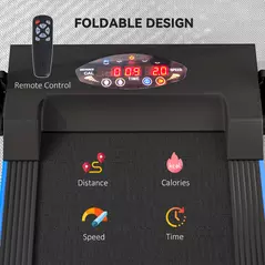 HOMCOM Folding Motorised Home Treadmill Walking Machine with LCD Monitor, Blue - 6