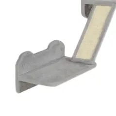 PawHut 3-Piece Cat Wall Furniture with Scratching Posts, Scratching Pads, Perches, Cat Wands, Toy Balls, Light Grey - 8