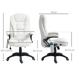 Vinsetto Boucle Six-Point Massage Office Chair - White - 3