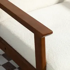 HOMCOM Boucle Seat Mid Century Accent Chair - White - 9