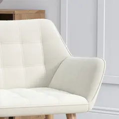 HOMCOM Accent Chair, Arm Chair with Wide Arms, Slanted Back, Thick Padding and Rubber Wooden Legs for Living Room, Cream White - 9