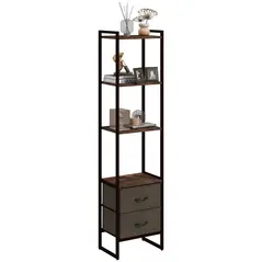 HOMCOM Four-Tier Industrial Display Shelf, with Bottom Drawers - 1