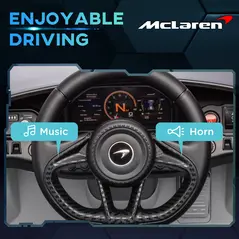 AIYAPLAY McLaren 765LT Licensed 12V Kids Electric Ride on Car with Butterfly Doors, Remote Control, Transport Wheels, Grey - 6