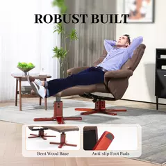 HOMCOM Faux Microfibre Leather Manual Recliner and Footstool Set - Dark Brown - 7