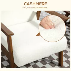 HOMCOM Boucle Seat Mid Century Accent Chair - White - 5