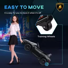 AIYAPLAY Lamborghini Revuelto Licensed 12V Ride on Car w/ Butterfly Doors, Transport Wheels, Suspension, Remote Control, Black - 5