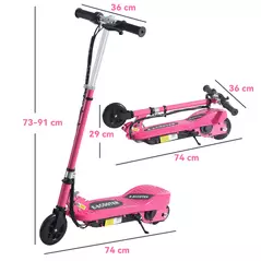 HOMCOM Foldable Electric Kids Scooter, Ride-on for Ages 7-14 Years, Pink - 3