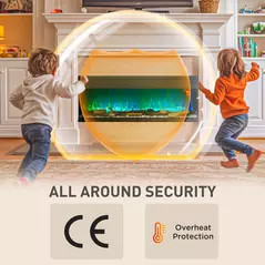 HOMCOM 1800W 15-40℃ Adjustable Flame Glass Panel Convector Heater, 152cm - 7