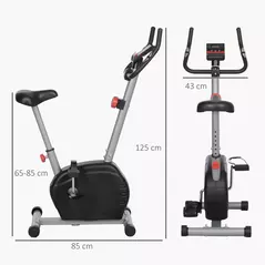 SPORTNOW Quiet Exercise Bike with 8-Level Magnetic Resistance and Heart Rate Sensor, for Home Gym, Grey and black - 3