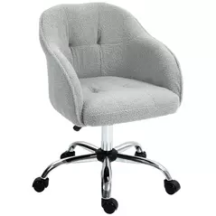 HOMCOM Teddy Fleece Swivel Office Chair - Grey - 1