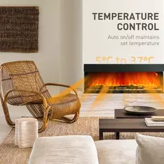 HOMCOM 1800W 15-40℃ Adjustable Flame Glass Panel Convector Heater, 152cm - 6