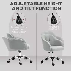 HOMCOM Teddy Fleece Swivel Office Chair - Grey - 4