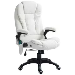 Vinsetto Boucle Six-Point Massage Office Chair - White - 1