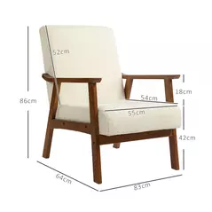 HOMCOM Boucle Seat Mid Century Accent Chair - White - 3