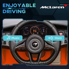 AIYAPLAY McLaren 765LT Licensed 12V Kids Electric Ride on Car with Butterfly Doors, Remote Control, Transport Wheels, Orange - 6