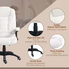 Vinsetto Boucle Six-Point Massage Office Chair - White - 9