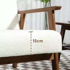 HOMCOM Boucle Seat Mid Century Accent Chair - White - 7