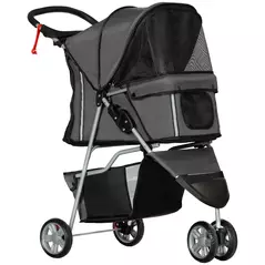 PawHut 3 Wheel Pet Stroller for Small and Miniature Dogs, Charcoal Grey - 1