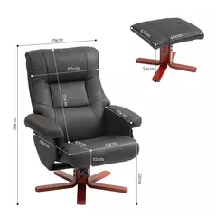 HOMCOM Faux Microfibre Leather Manual Recliner and Footstool Set - Black - 3