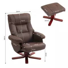 HOMCOM Faux Microfibre Leather Manual Recliner and Footstool Set - Dark Brown - 3