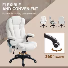 Vinsetto Boucle Six-Point Massage Office Chair - White - 8