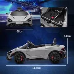 AIYAPLAY McLaren 765LT Licensed 12V Kids Electric Ride on Car with Butterfly Doors, Remote Control, Transport Wheels, Grey - 3