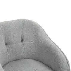 HOMCOM Teddy Fleece Swivel Office Chair - Grey - 8