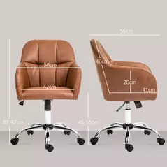 HOMCOM Faux Leather Tub Office Chair, with Wheels - Brown - 3