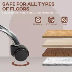 HOMCOM Faux Leather Tub Office Chair, with Wheels - Brown - 6