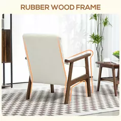 HOMCOM Boucle Seat Mid Century Accent Chair - White - 6