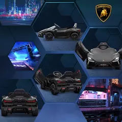 AIYAPLAY Lamborghini Revuelto Licensed 12V Ride on Car w/ Butterfly Doors, Transport Wheels, Suspension, Remote Control, Black - 9