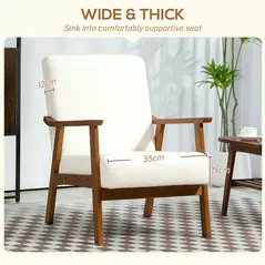 HOMCOM Boucle Seat Mid Century Accent Chair - White - 4