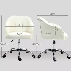 HOMCOM 46-56 cm Teddy Fleece Office Chair - Cream - 3