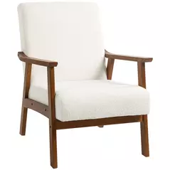 HOMCOM Boucle Seat Mid Century Accent Chair - White - 1