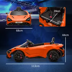 AIYAPLAY McLaren 765LT Licensed 12V Kids Electric Ride on Car with Butterfly Doors, Remote Control, Transport Wheels, Orange - 3