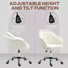 HOMCOM 46-56 cm Teddy Fleece Office Chair - Cream - 4