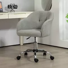 HOMCOM Teddy Fleece Swivel Office Chair - Grey - 2
