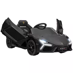 AIYAPLAY Lamborghini Revuelto Licensed 12V Ride on Car w/ Butterfly Doors, Transport Wheels, Suspension, Remote Control, Black - 1