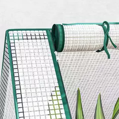 Outsunny Metal Planter Box with Cover, Raised Garden Bed with Greenhouse, for Herbs and Vegetables, White and Dark Grey - 9