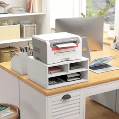 HOMCOM Three-Compartment Printer Storage Cabinet - White - 2