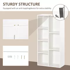 HOMCOM Seven-Cube Bookcase - White Wood Effect - 6