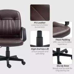 HOMCOM Swivel Executive Chair PU Leather Computer Desk Chair, Dark Brown - 6