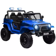 AIYAPLAY 12V Battery Powered Kids Ride-On Car, Electric Truck w/ Spring Suspension, Remote, Music, Horn, Lights, Blue - 1