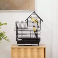 PawHut Metal Bird Cage for Finch, Canary w/ Food Containers, Swing Ring, Tray, Handle, 39 x 33 x 47cm - 8